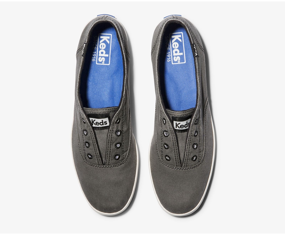 Slip Ons Keds Mujer Grises Oscuro - Chillax Seasonal Washable - 3096-MYCBS